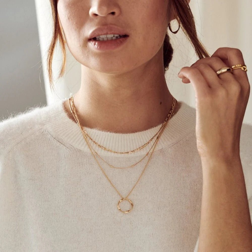 Open Circle Three Row Necklace - Gold - MarramTrading.com