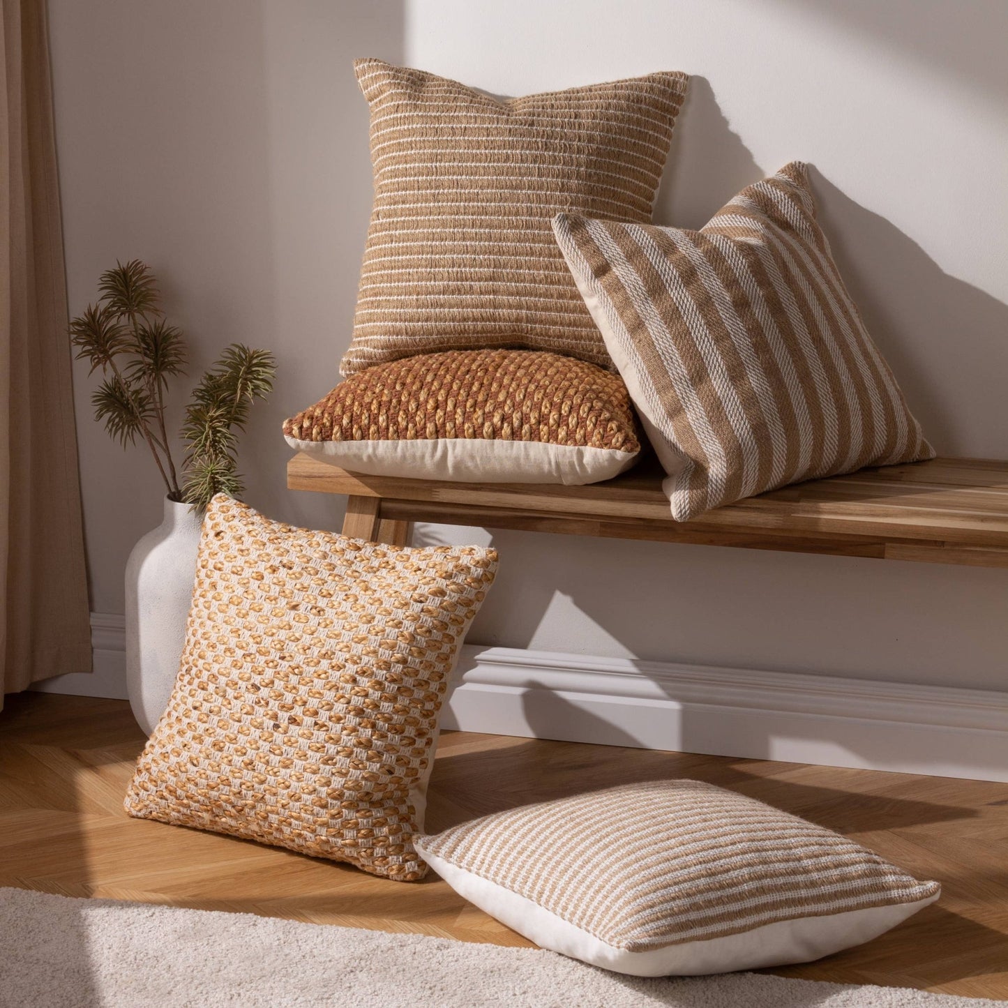 Organic Stripe Cushion Natural - MarramTrading.com