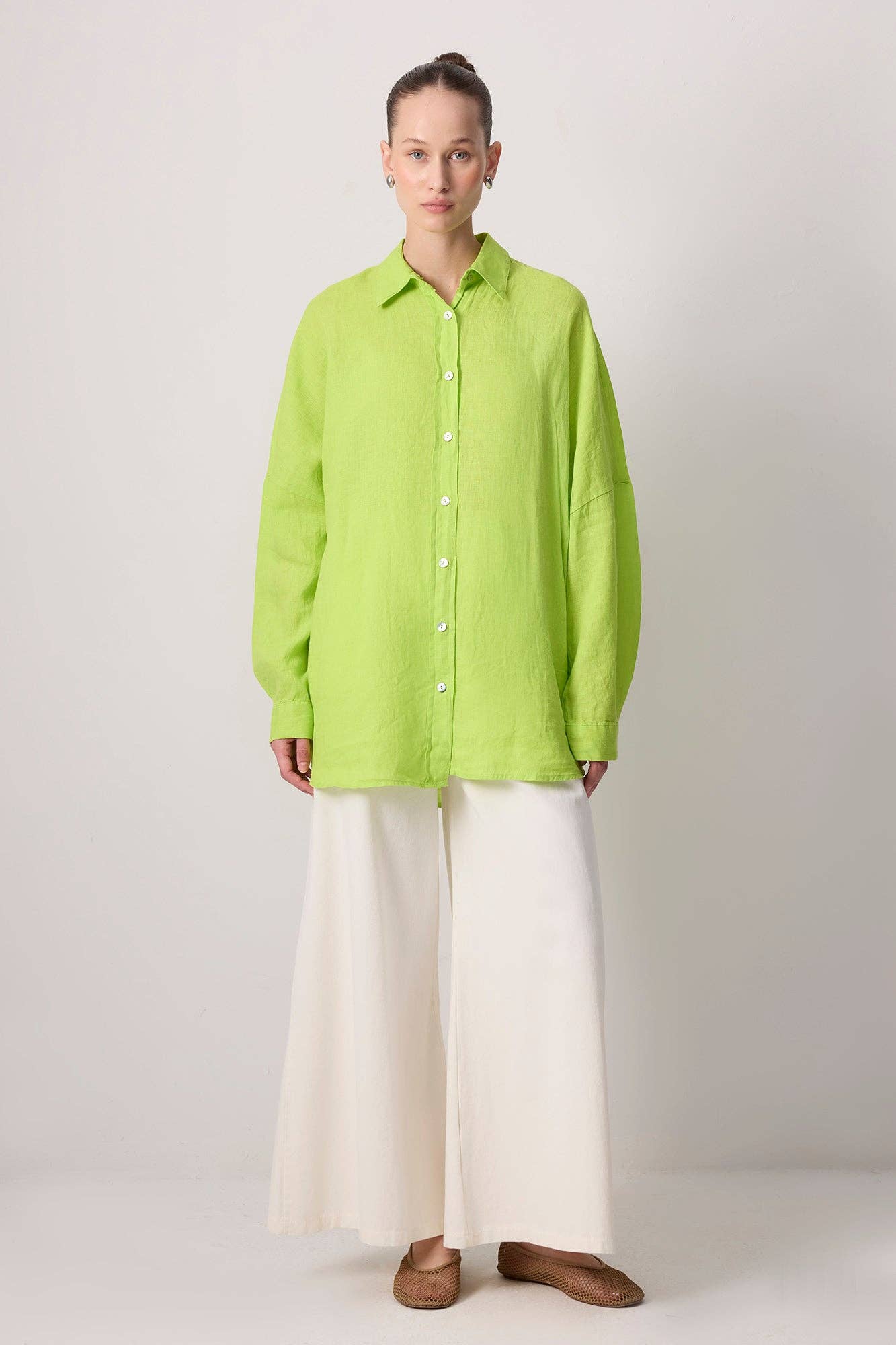 OVERSIZED LINEN BUTTON - UP SHIRT - MarramTrading.com
