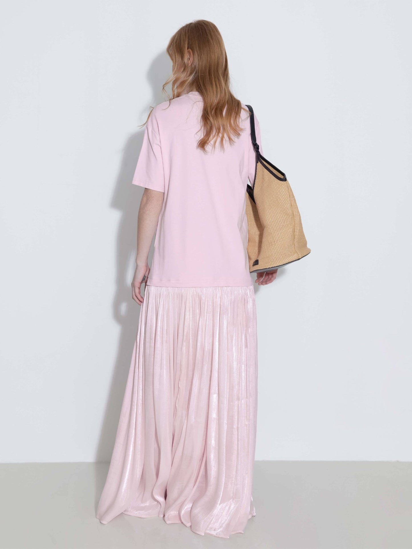 Oversized Round Neck Short Sleeve Pleated Dress - MarramTrading.com