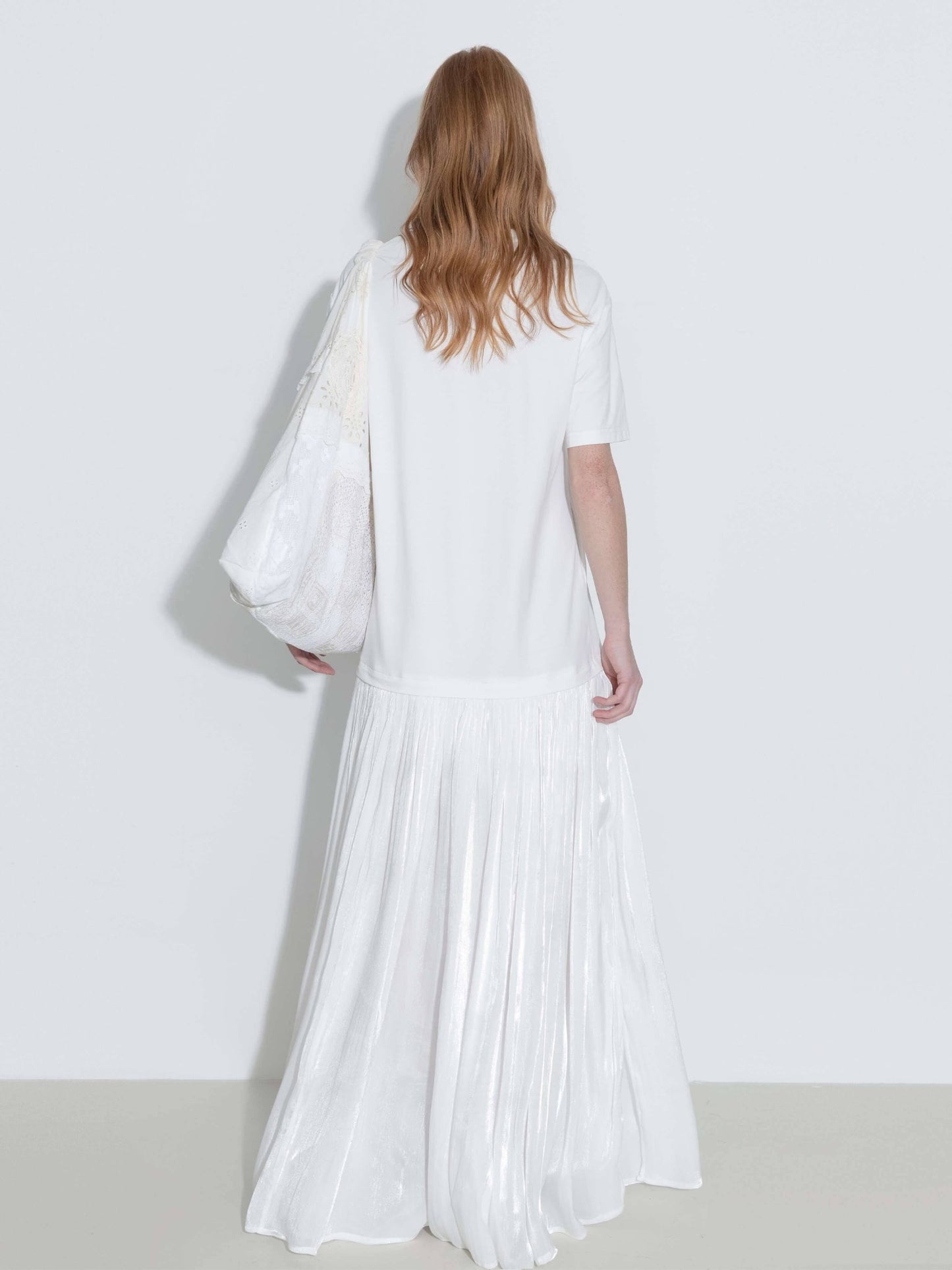 Oversized Round Neck Short Sleeve Pleated Dress - MarramTrading.com