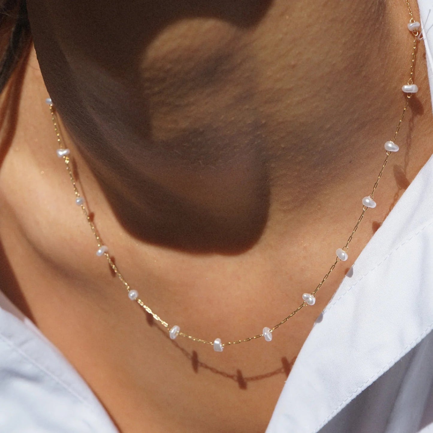 Pearl Stationed Chain Necklace - MarramTrading.com