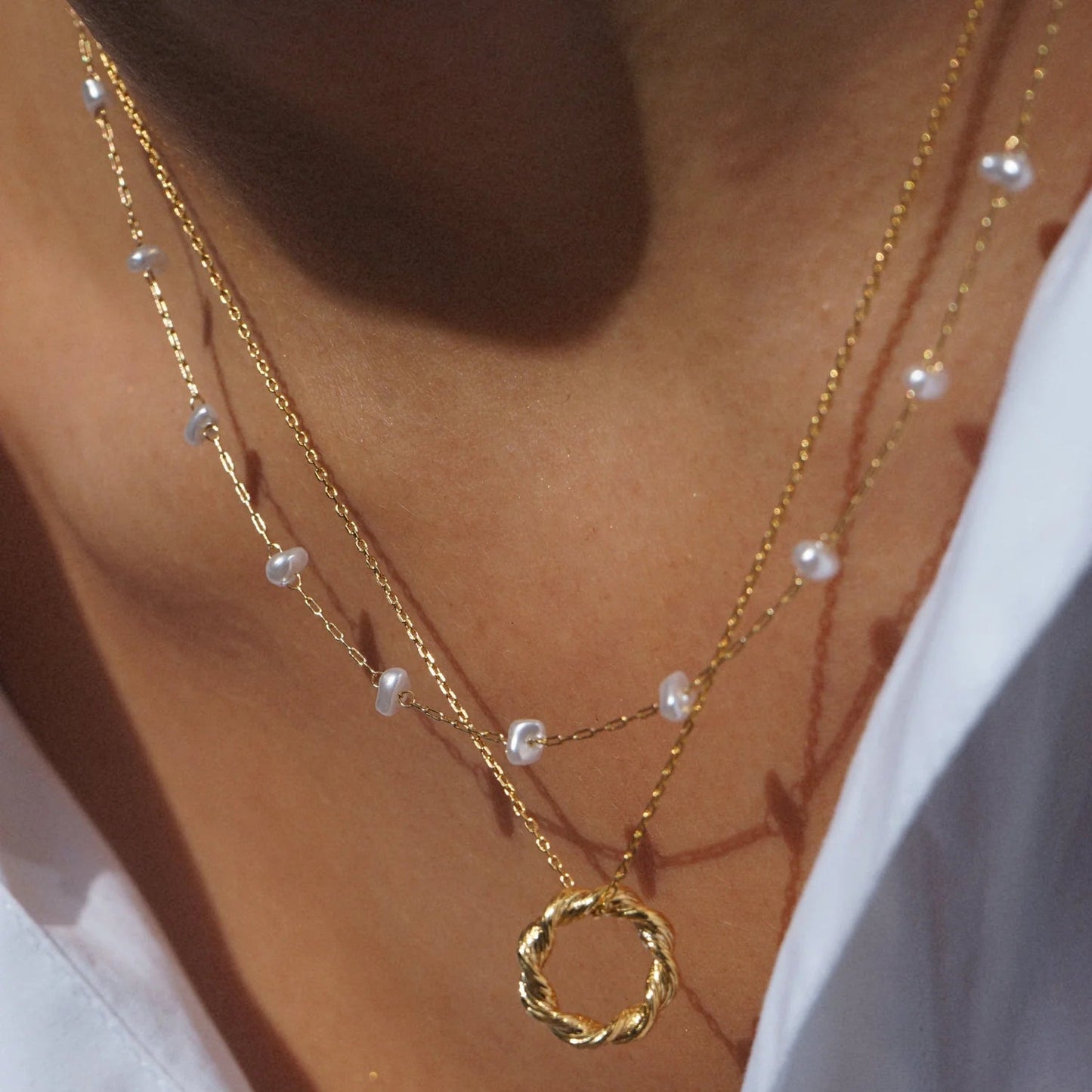 Pearl Stationed Chain Necklace - MarramTrading.com