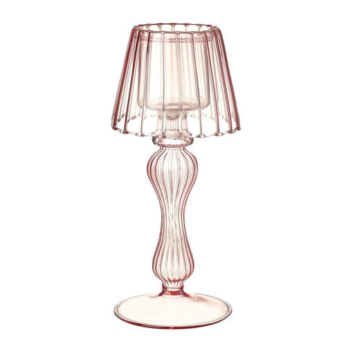 Pink Glass Lamp T-Light Holder - MarramTrading.com