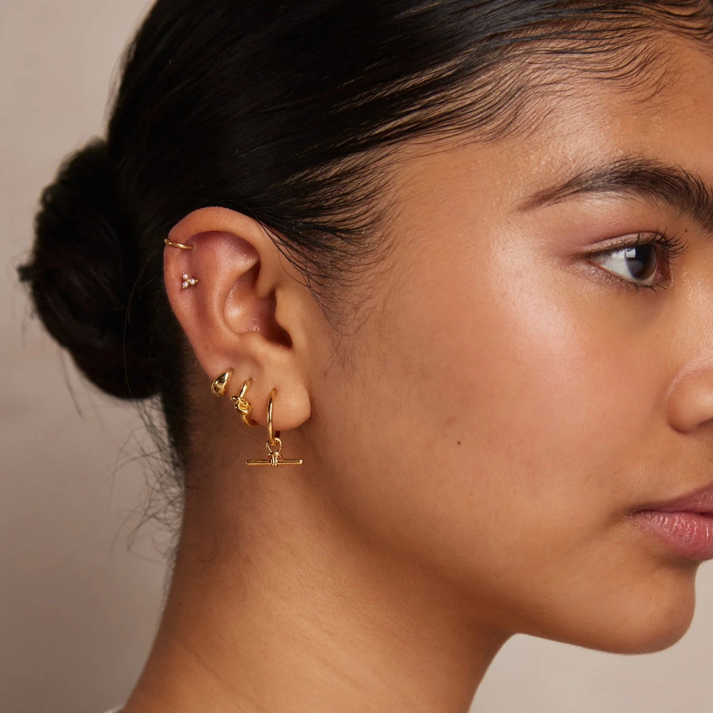 Polished Knot Huggie Hoop Earrings - Gold - MarramTrading.com