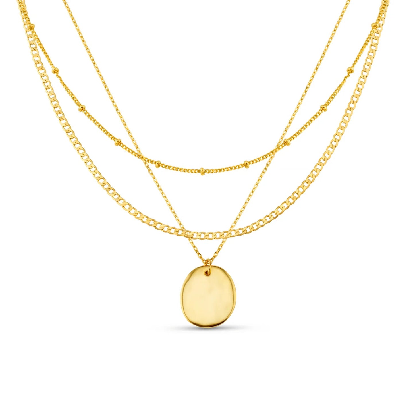 Polished Molten Coin 3 - Row Necklace - MarramTrading.com