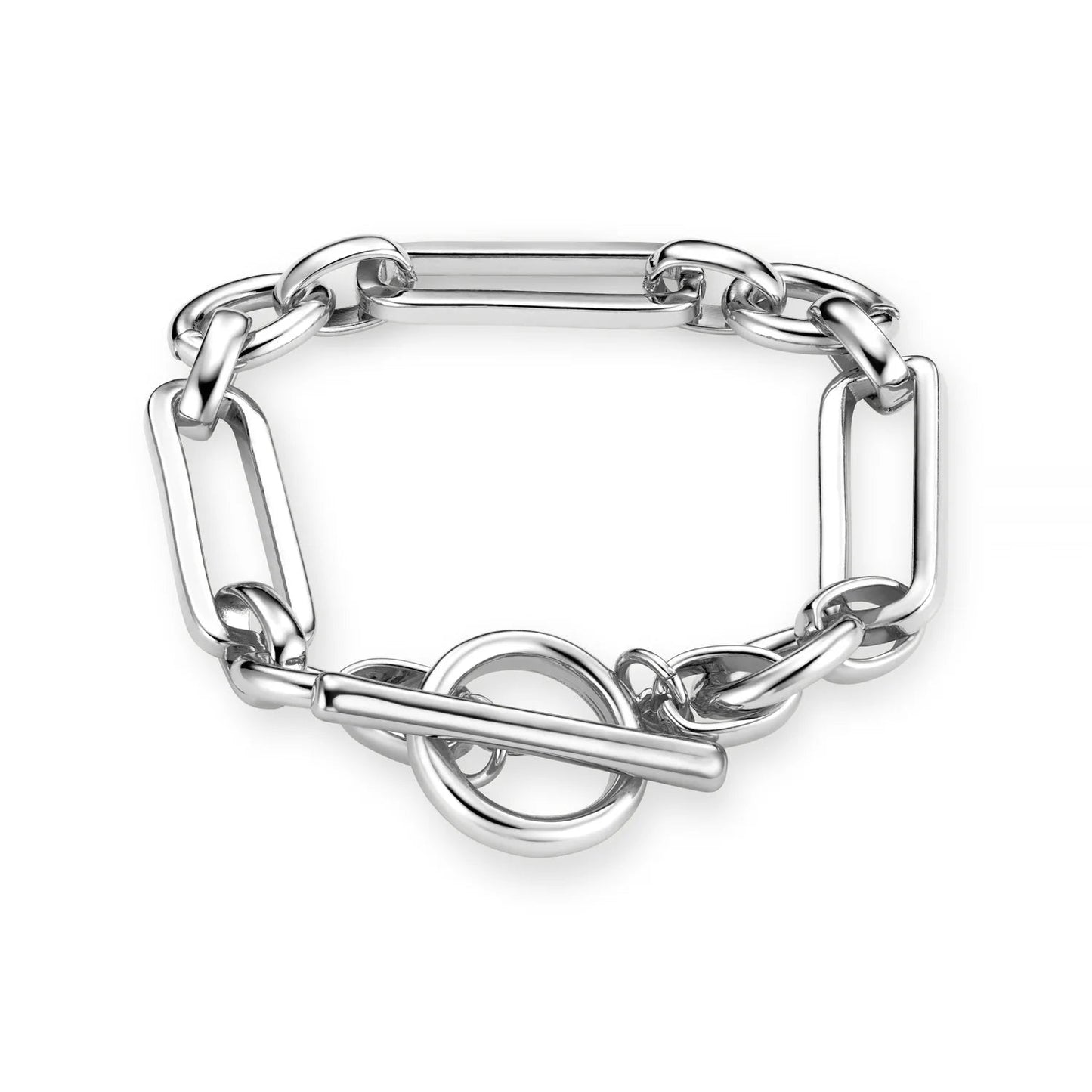 Rectangular Link T - Bar Bracelet - Silver - MarramTrading.com