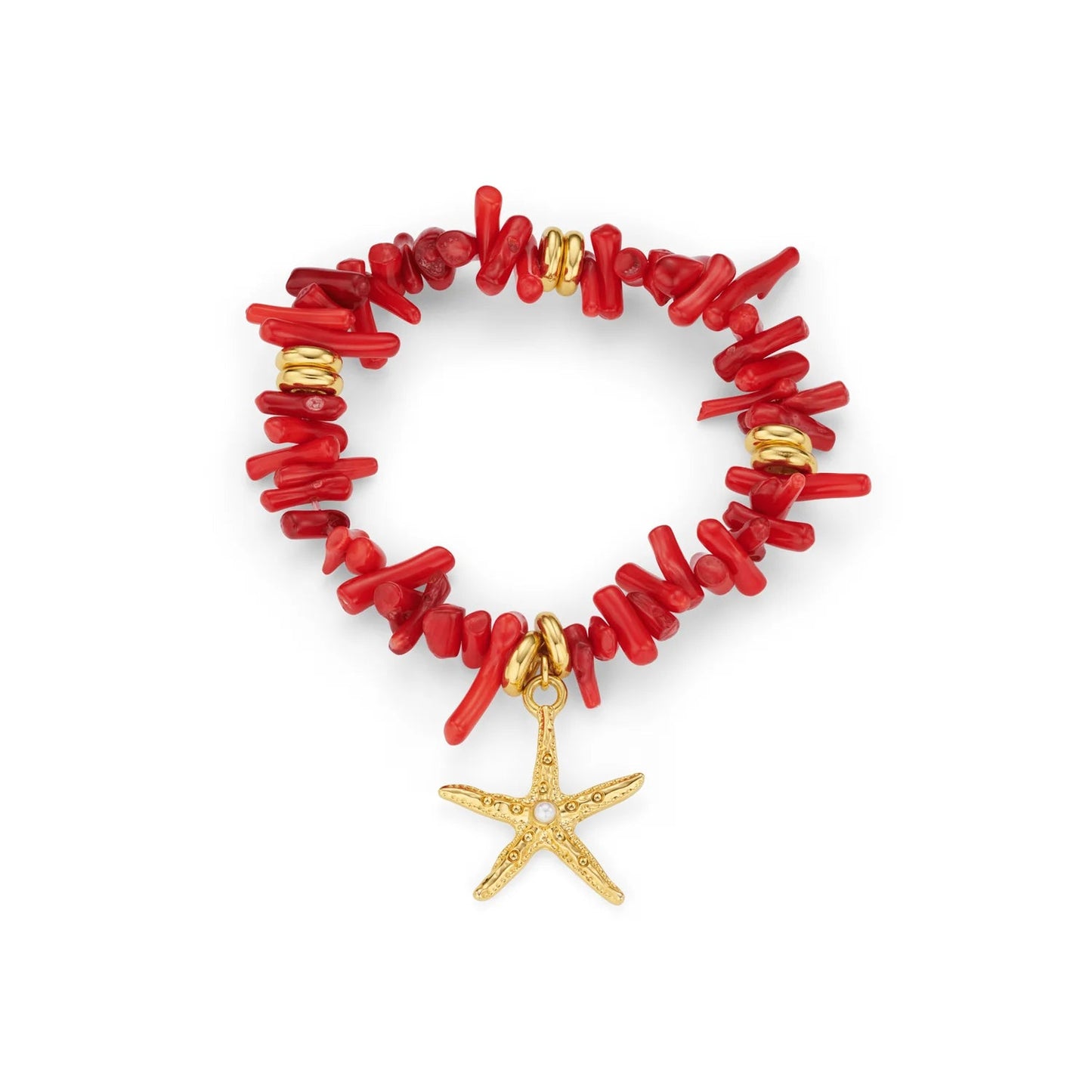Red Coral Chip & Shell Bracelet - MarramTrading.com