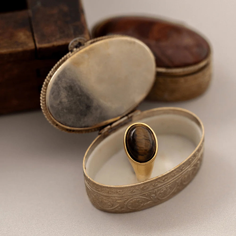 Semi-Precious Tiger's Eye Statement Ring - M/L