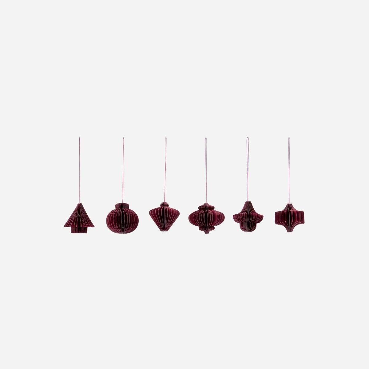 Set of 6 Burgundy Ornaments - MarramTrading.com