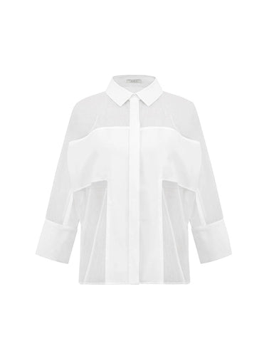 Sheer Panelled Slitted Shirt - MarramTrading.com