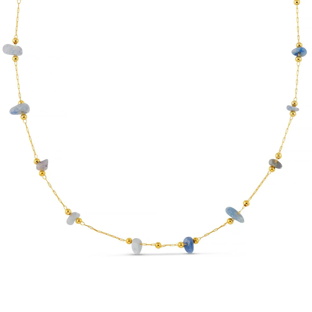 Semi-Precious Sodalite Stationed Chip Necklace