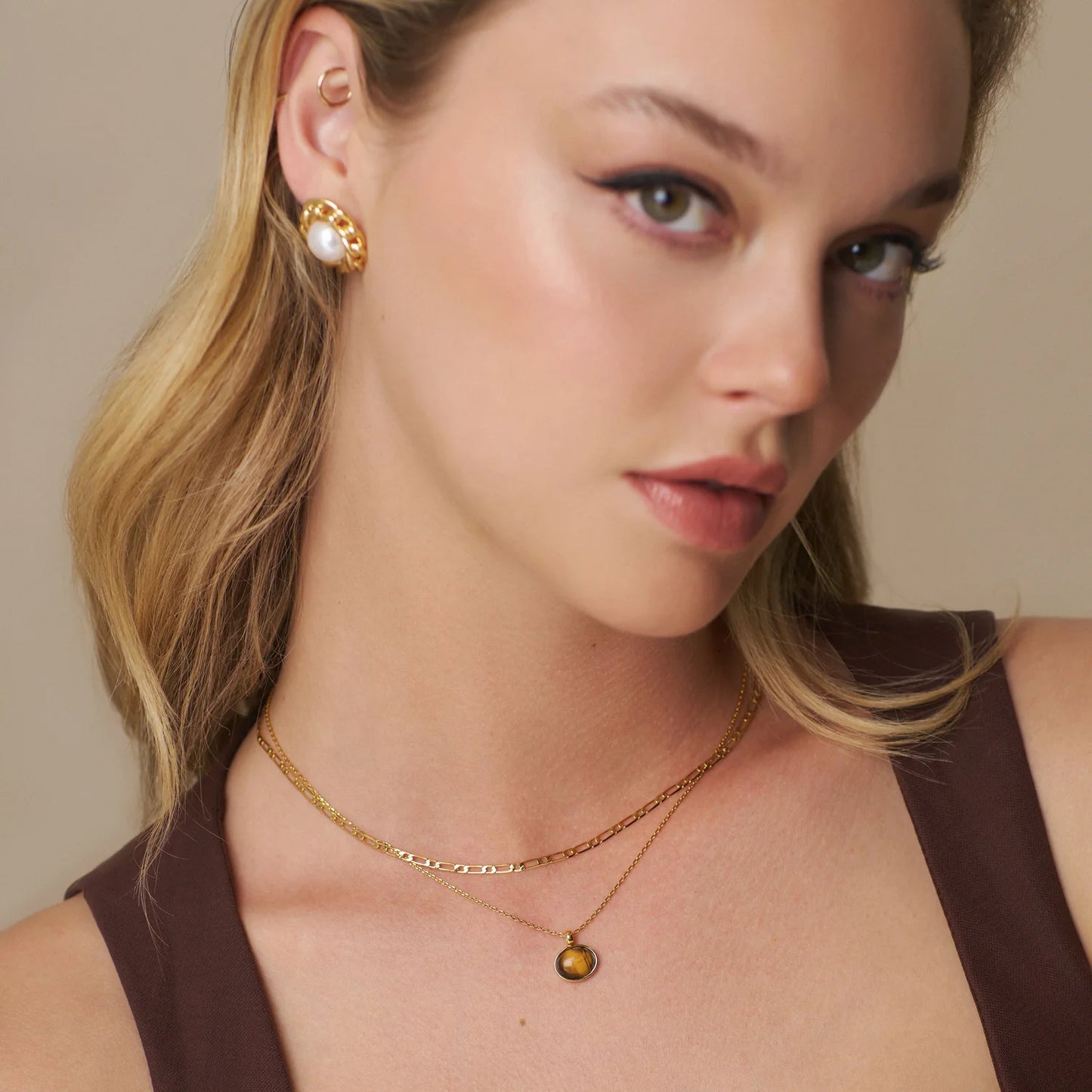 Semi-Precious Tiger's Eye Pendant Necklace