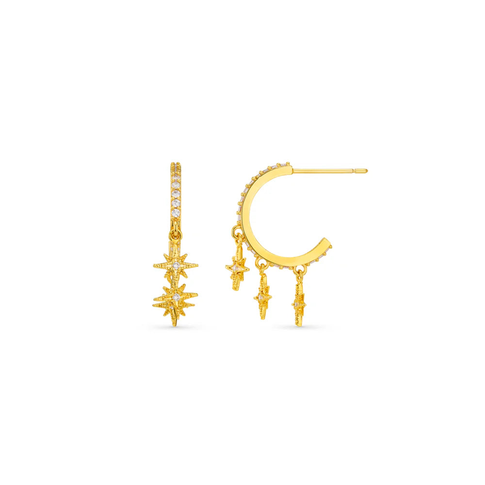 Pavé Starburst Shaker Hoop Earrings