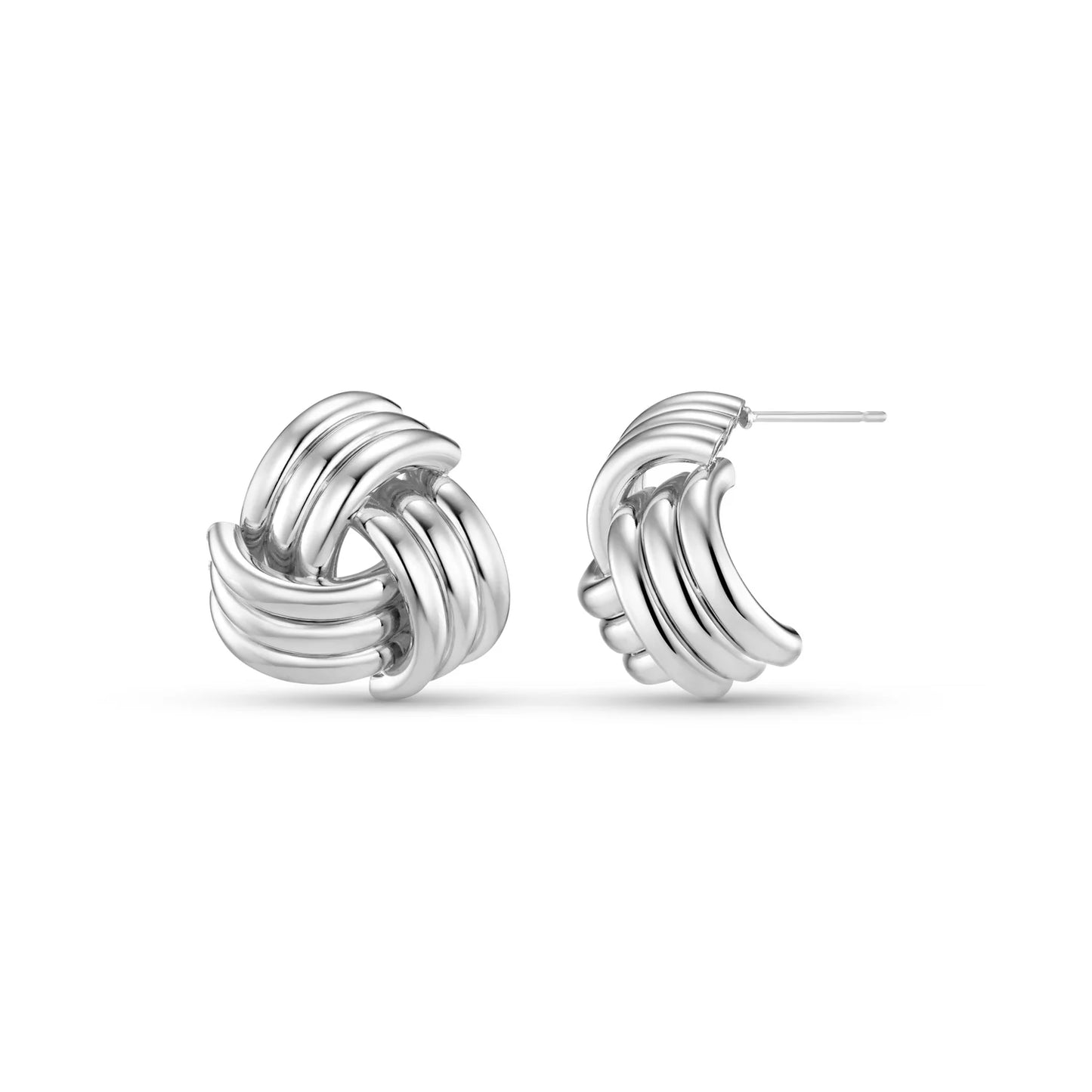 Interlocking Statement Stud Earrings Silver