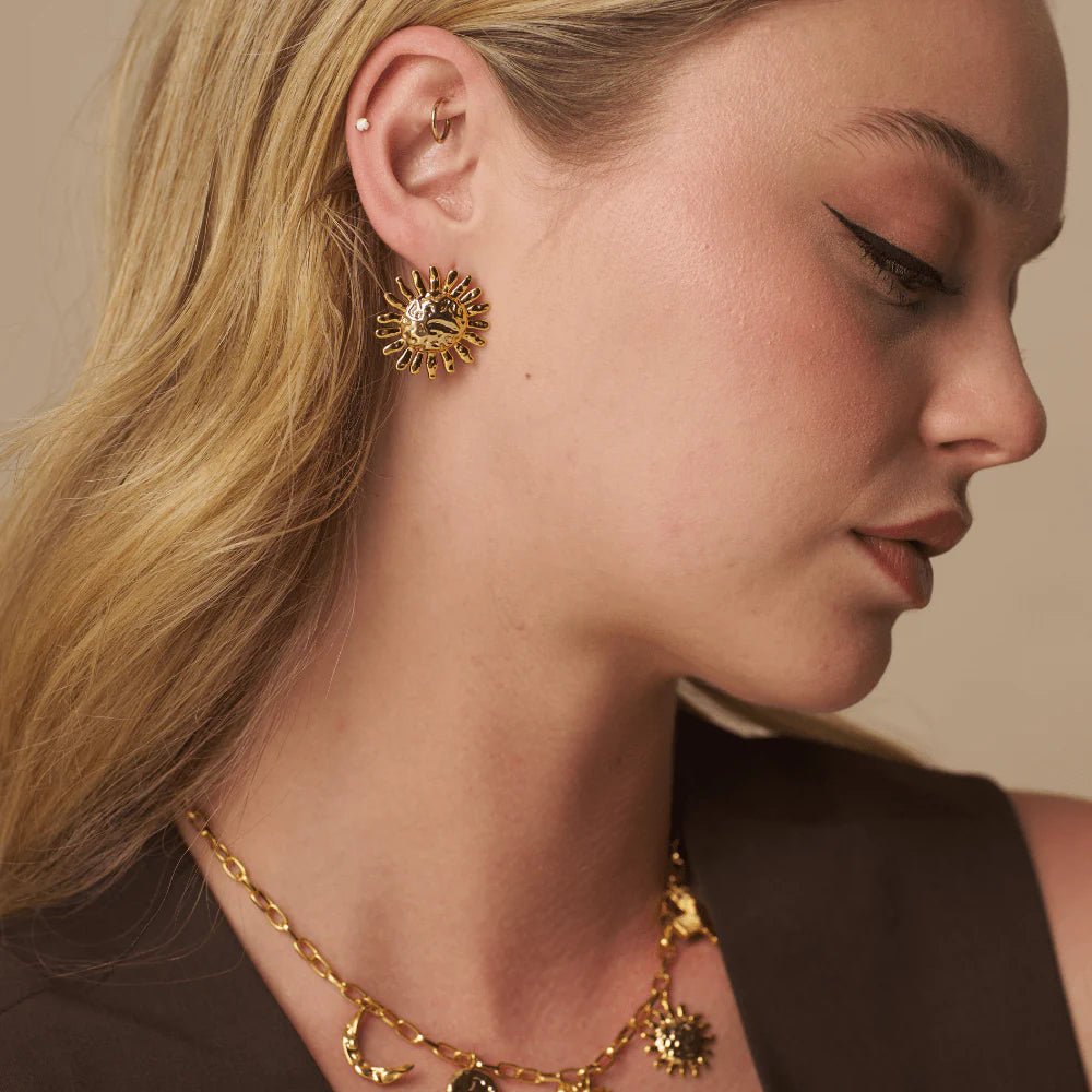 Statement Molten Sun Stud Earrings - MarramTrading.com