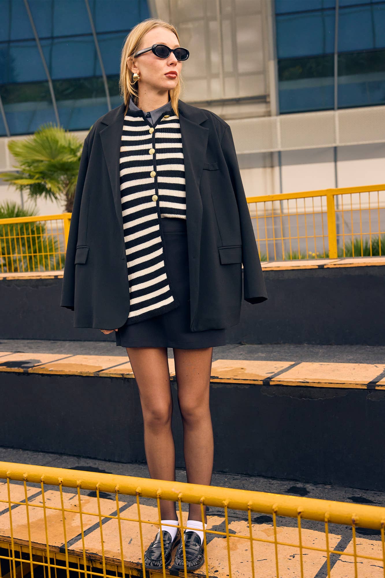 STRIPED CARDIGAN WITH GOLD BUTTONS - MarramTrading.com
