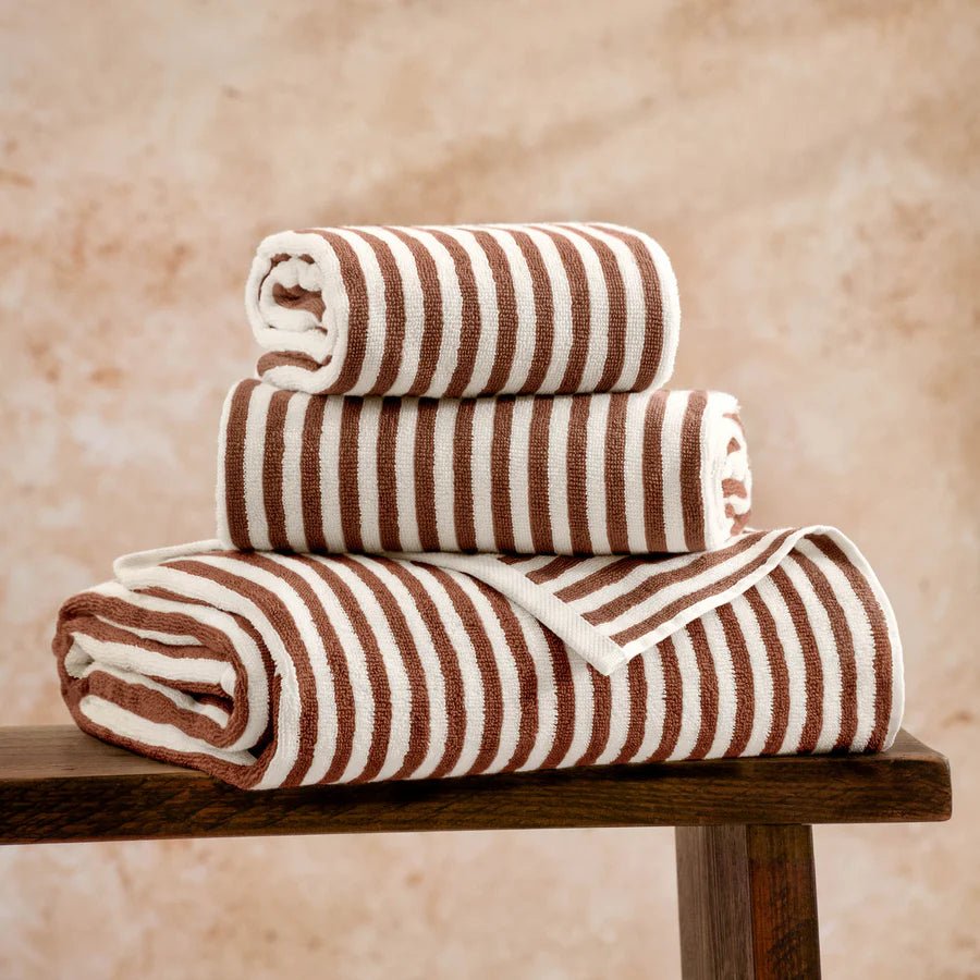 Striped Cotton Towels - Pecan - MarramTrading.com