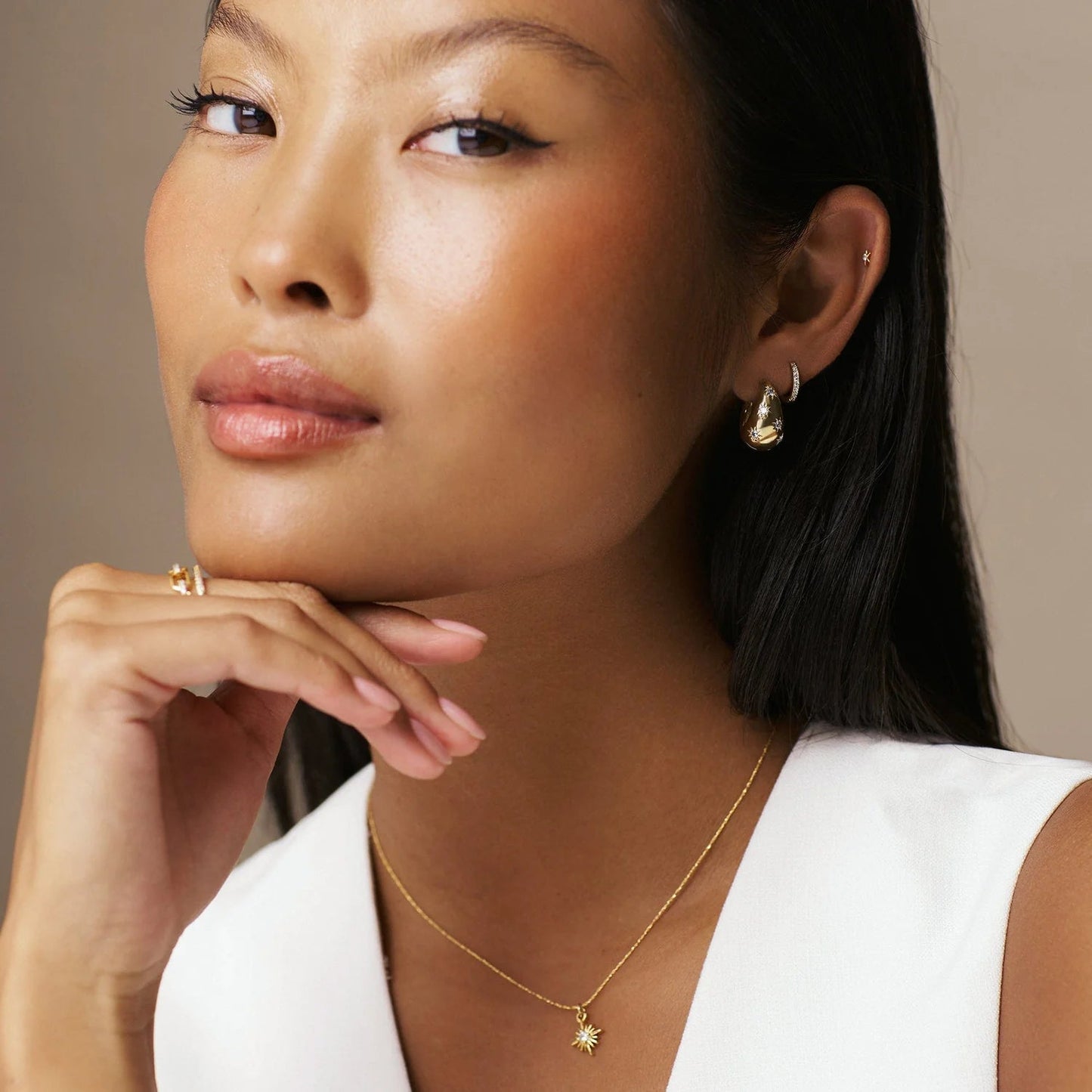 Tapered Crystal Starburst Hoop Earrings - MarramTrading.com