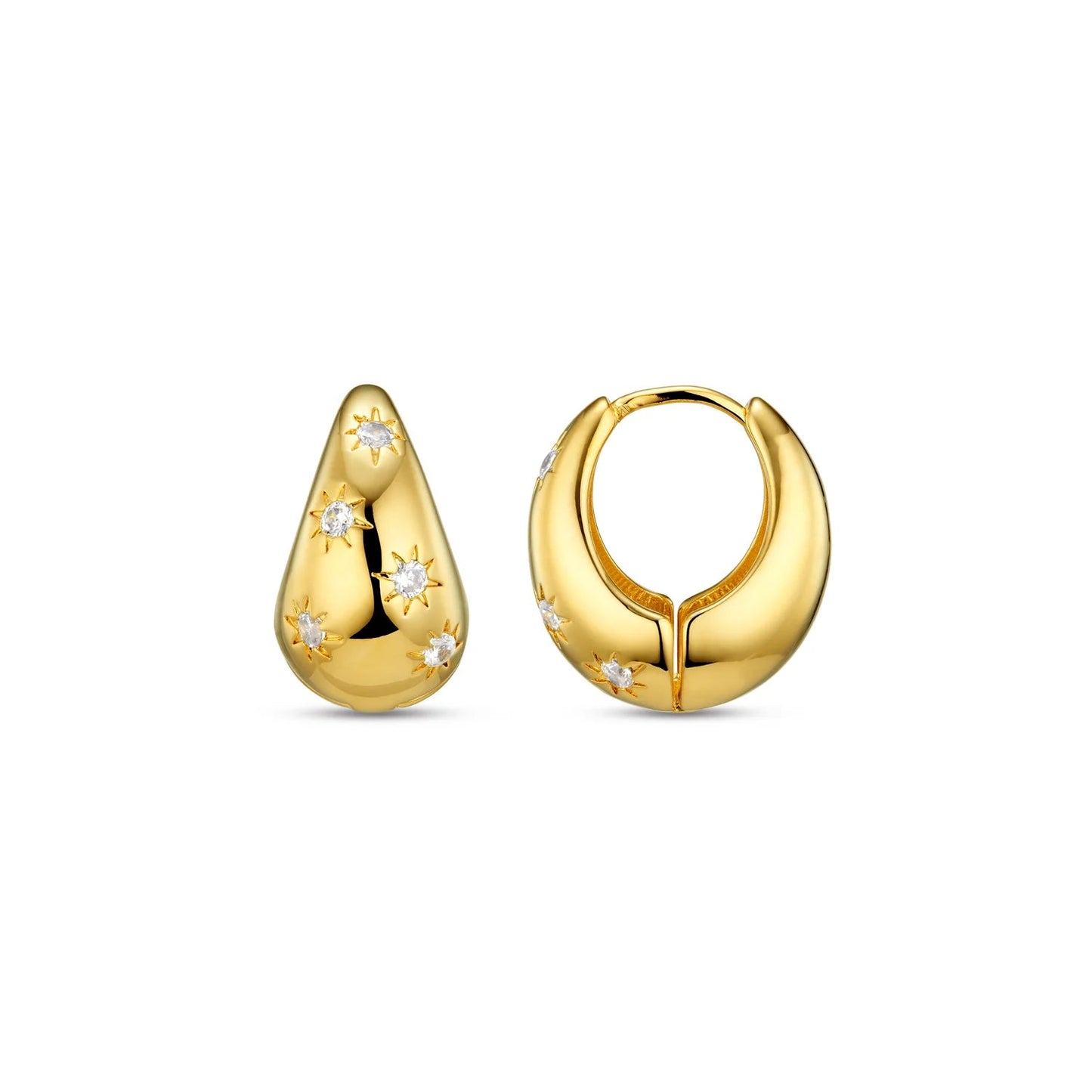 Tapered Crystal Starburst Hoop Earrings - MarramTrading.com