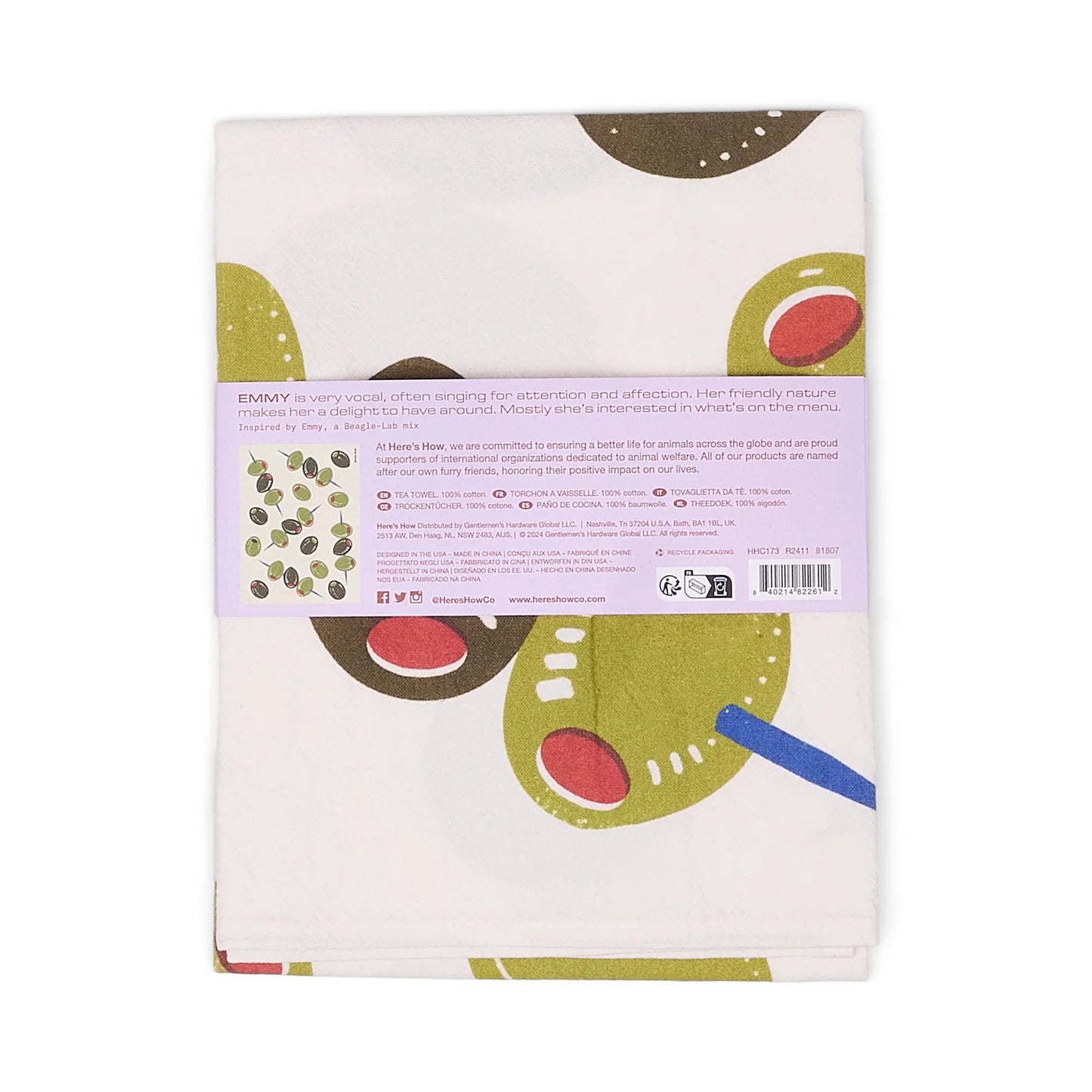 THE EMMY TEA TOWEL - OLIVES - MarramTrading.com