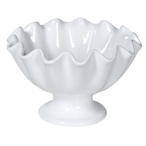 White Ruffled Ceramic Bowl - MarramTrading.com