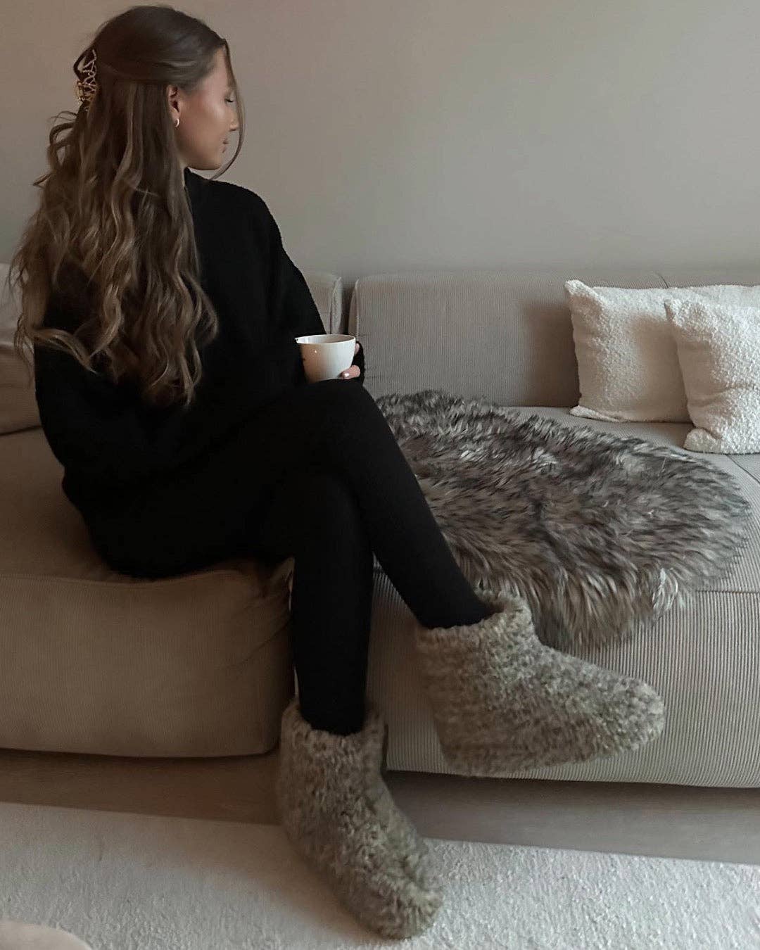 Wool slippers — Light grey - MarramTrading.com