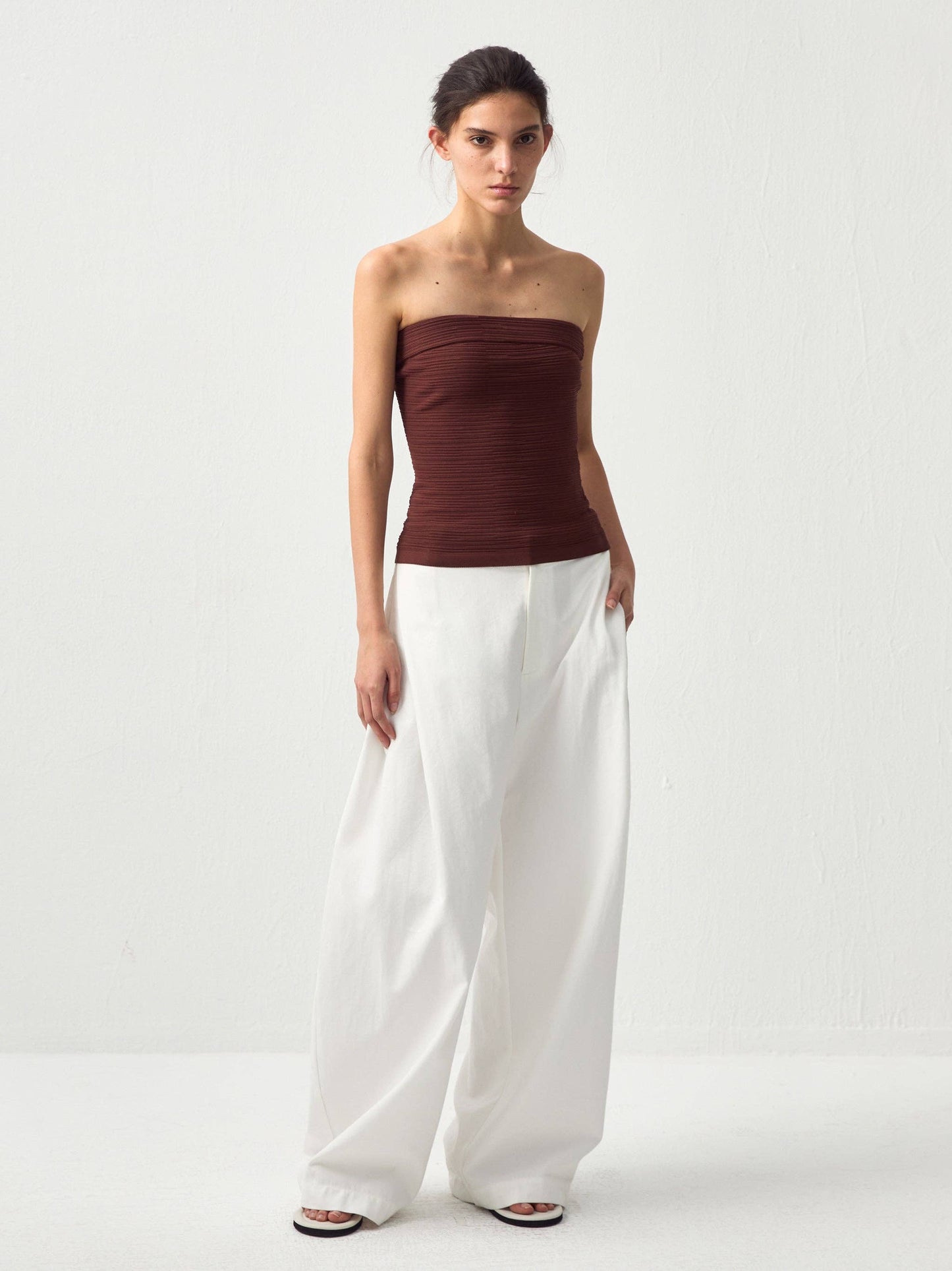 Sculpted Textured Fitted Knit Top