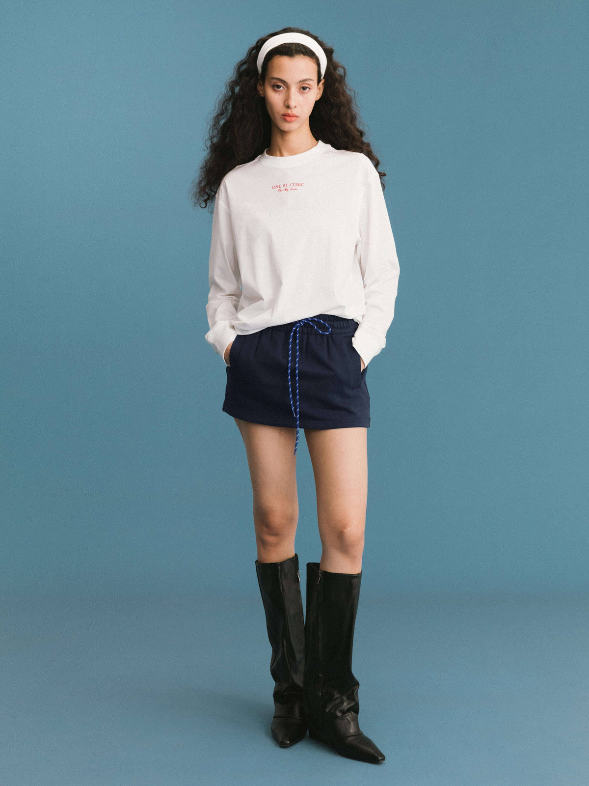 ONE BY CUBIC White Oversized Long Sleeved T-shirt