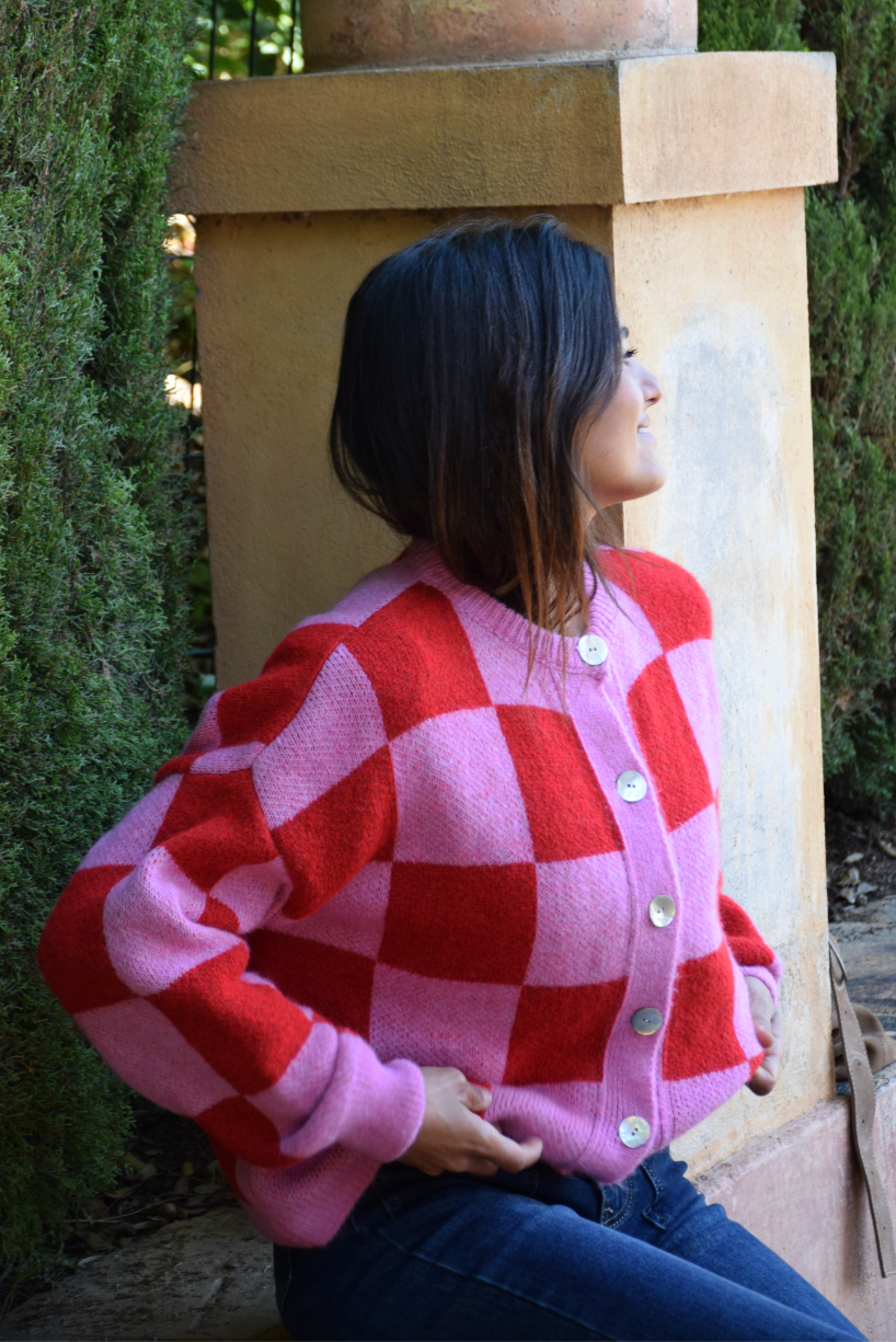 Valentina Red and Pink Cardigan
