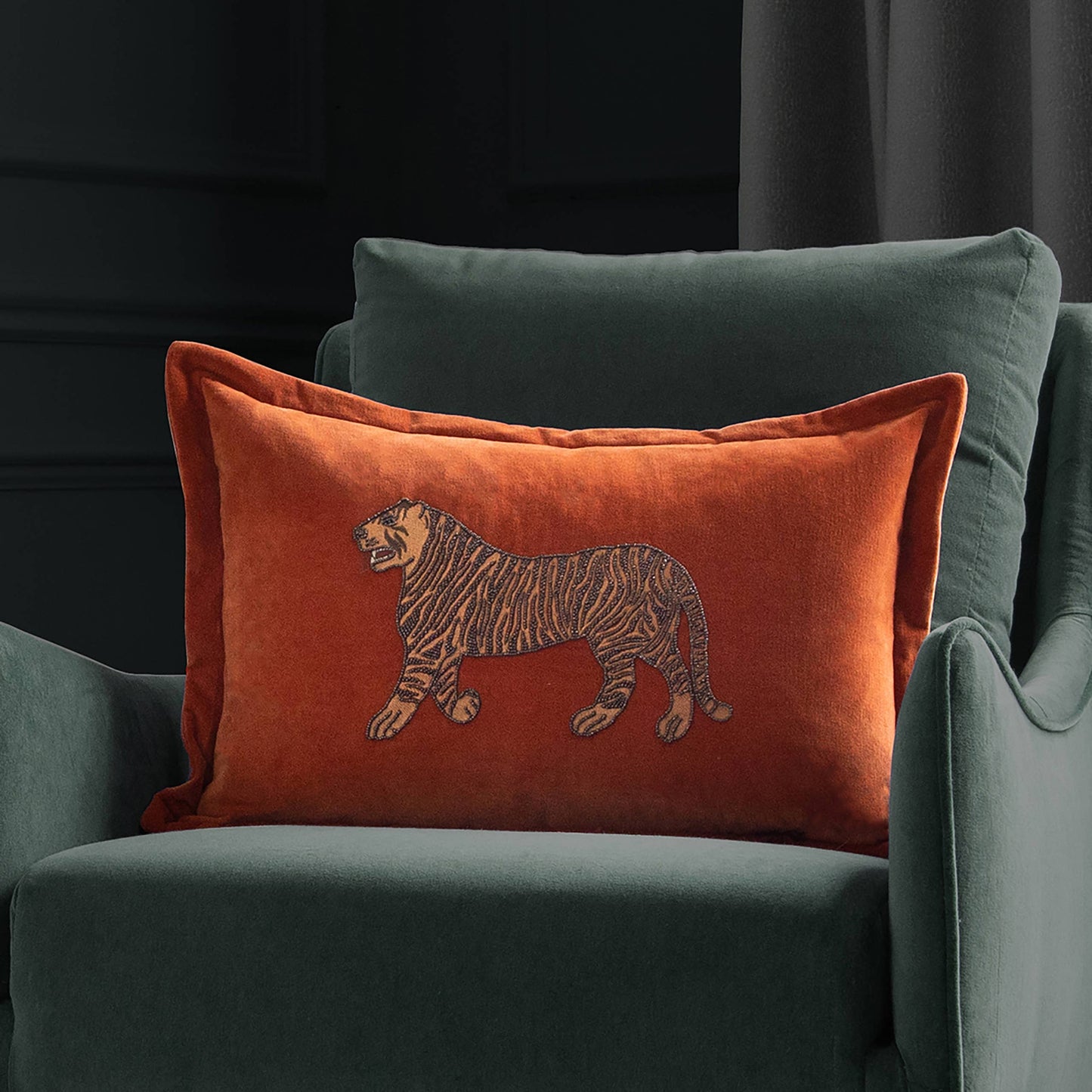 Durga Embroidered Cushion Cinnamon