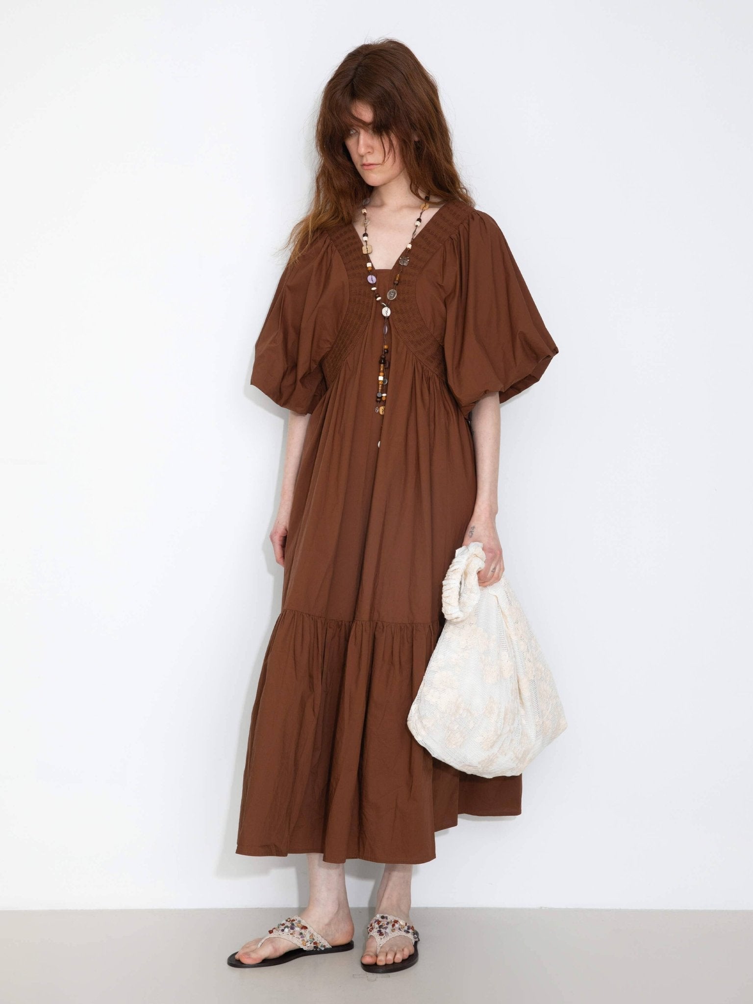 100% Cotton Puff Sleeve Loose - Fit Dress - MarramTrading.com