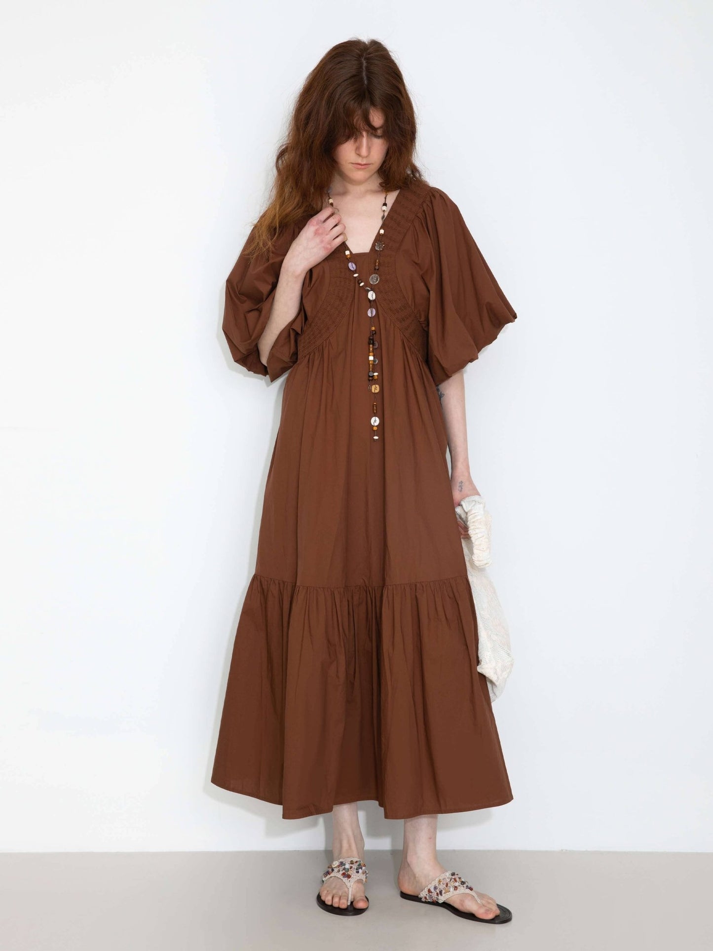 100% Cotton Puff Sleeve Loose - Fit Dress - MarramTrading.com