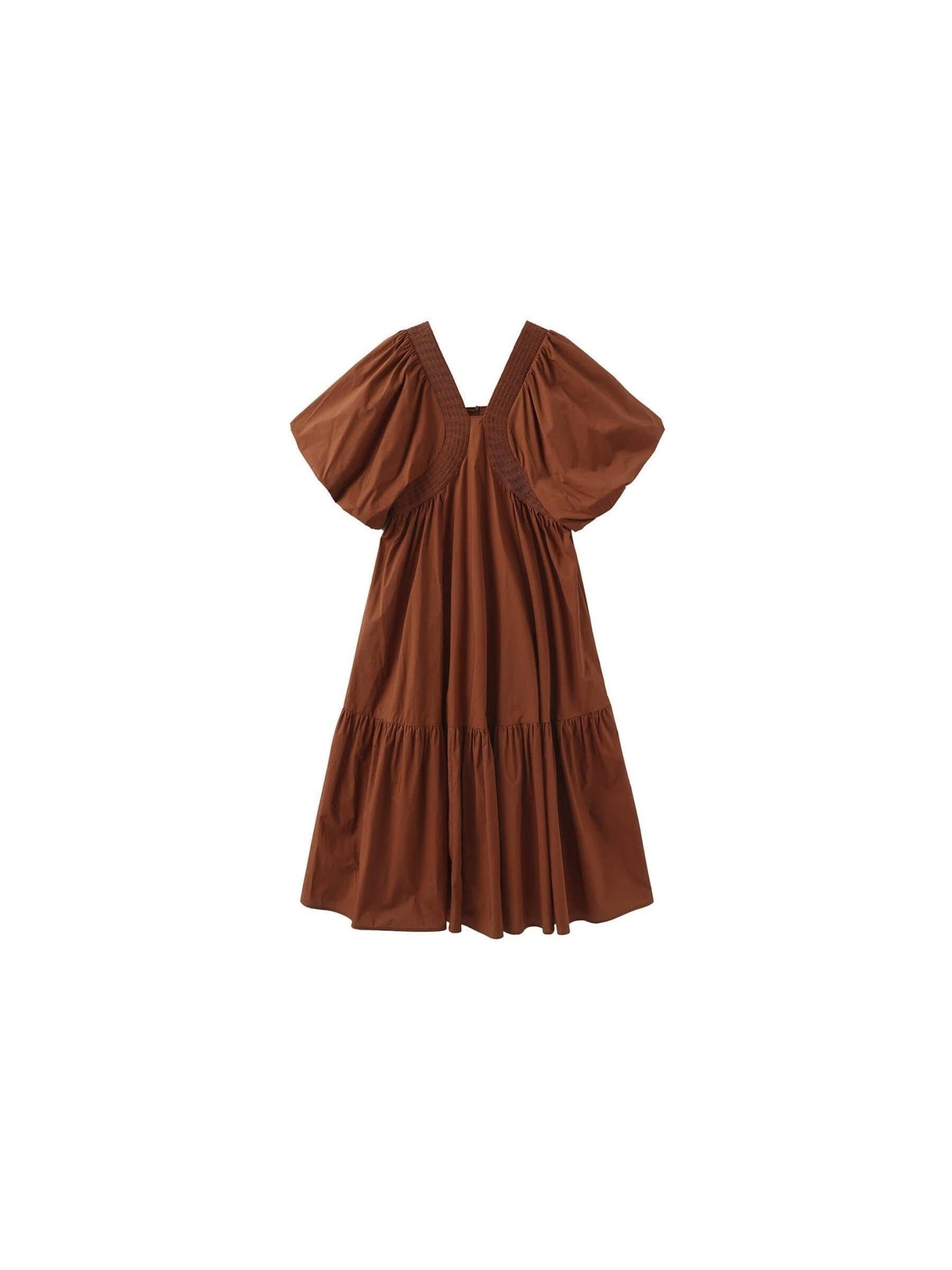100% Cotton Puff Sleeve Loose - Fit Dress - MarramTrading.com
