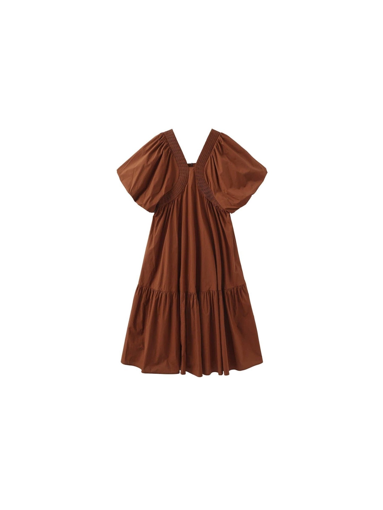 100% Cotton Puff Sleeve Loose - Fit Dress - MarramTrading.com
