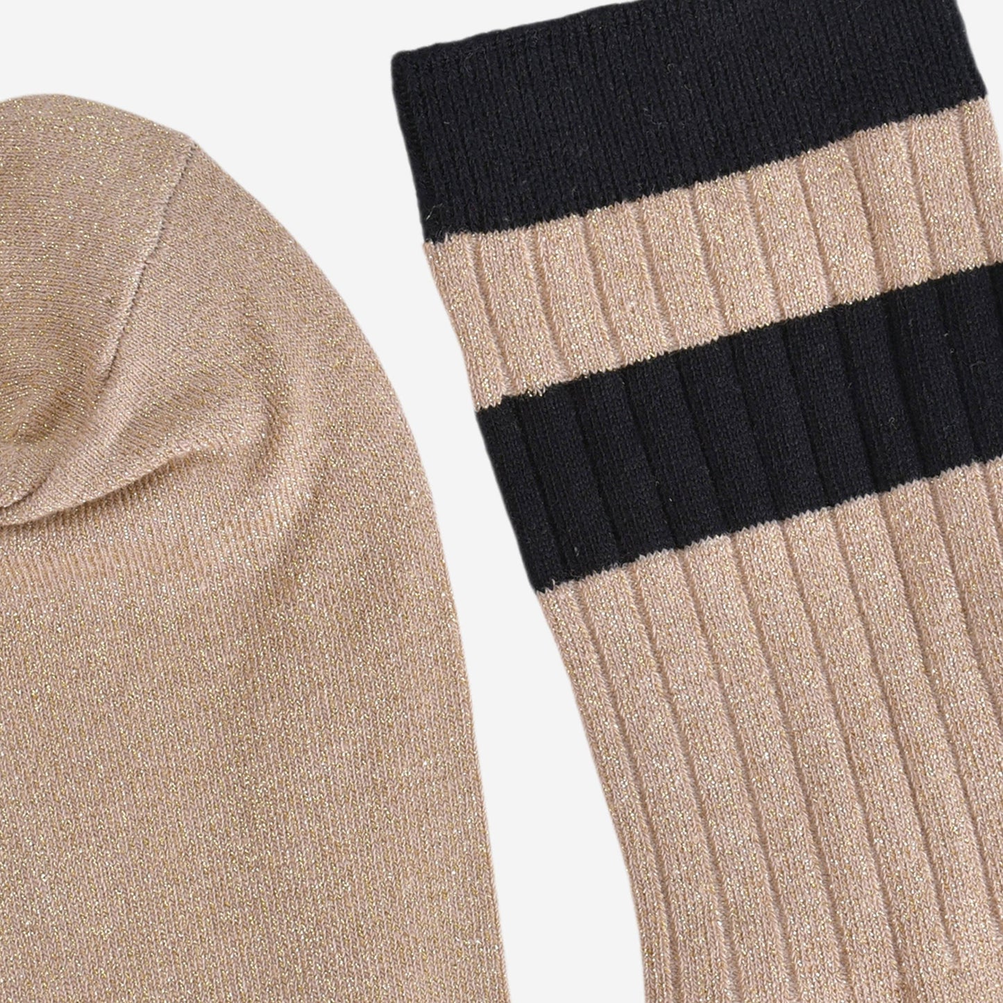Women's Glitter Socks - Gold/Black, Stripe Cuff