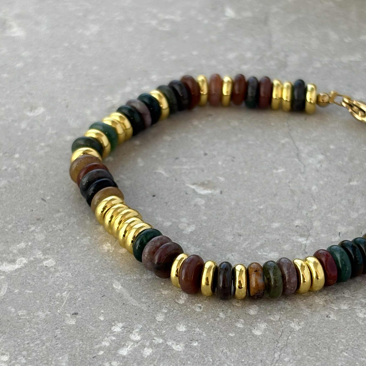 Tarnish Resistant Stone And Gold Beaded Bracelet