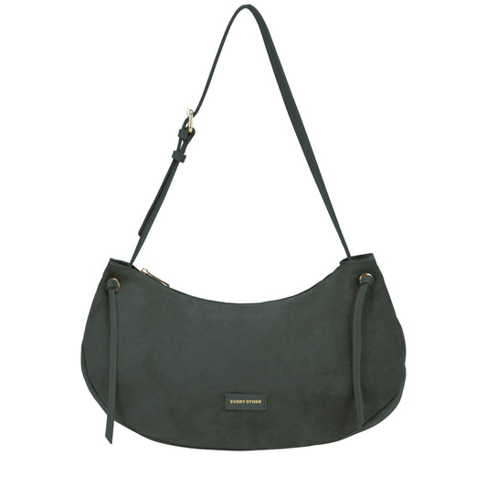 Single Strap Large Slouch Shoulder Bag in Dark Green