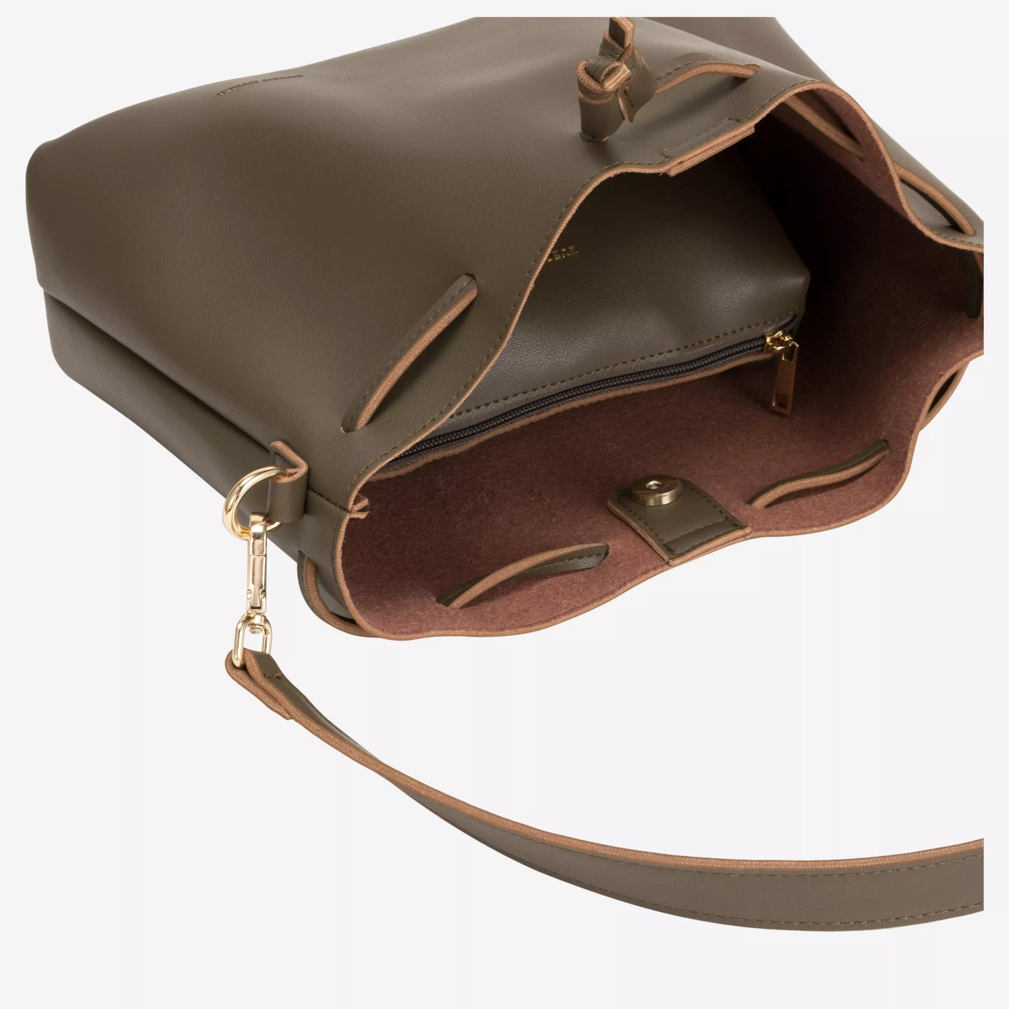 Drawstring Shoulder Cross Body - Dark Taupe