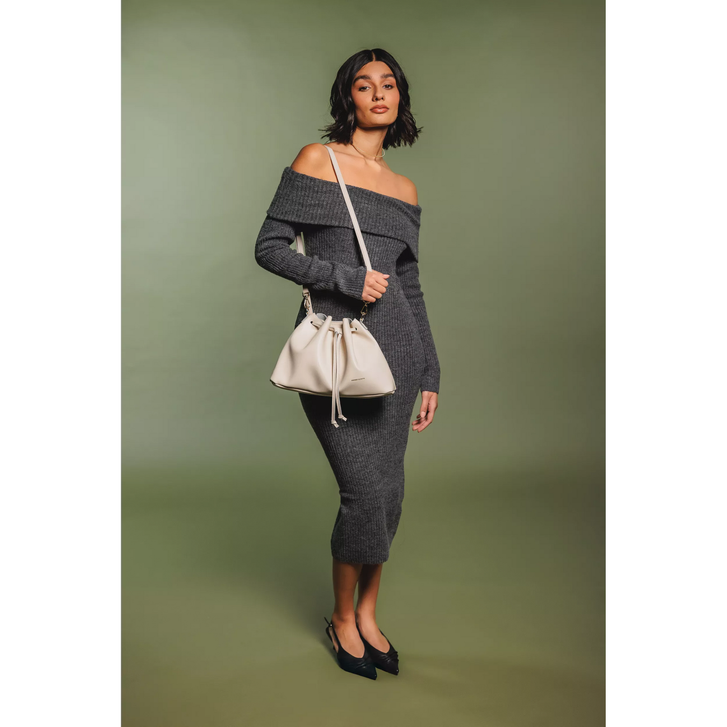 Drawstring Shoulder Cross Body - Off White