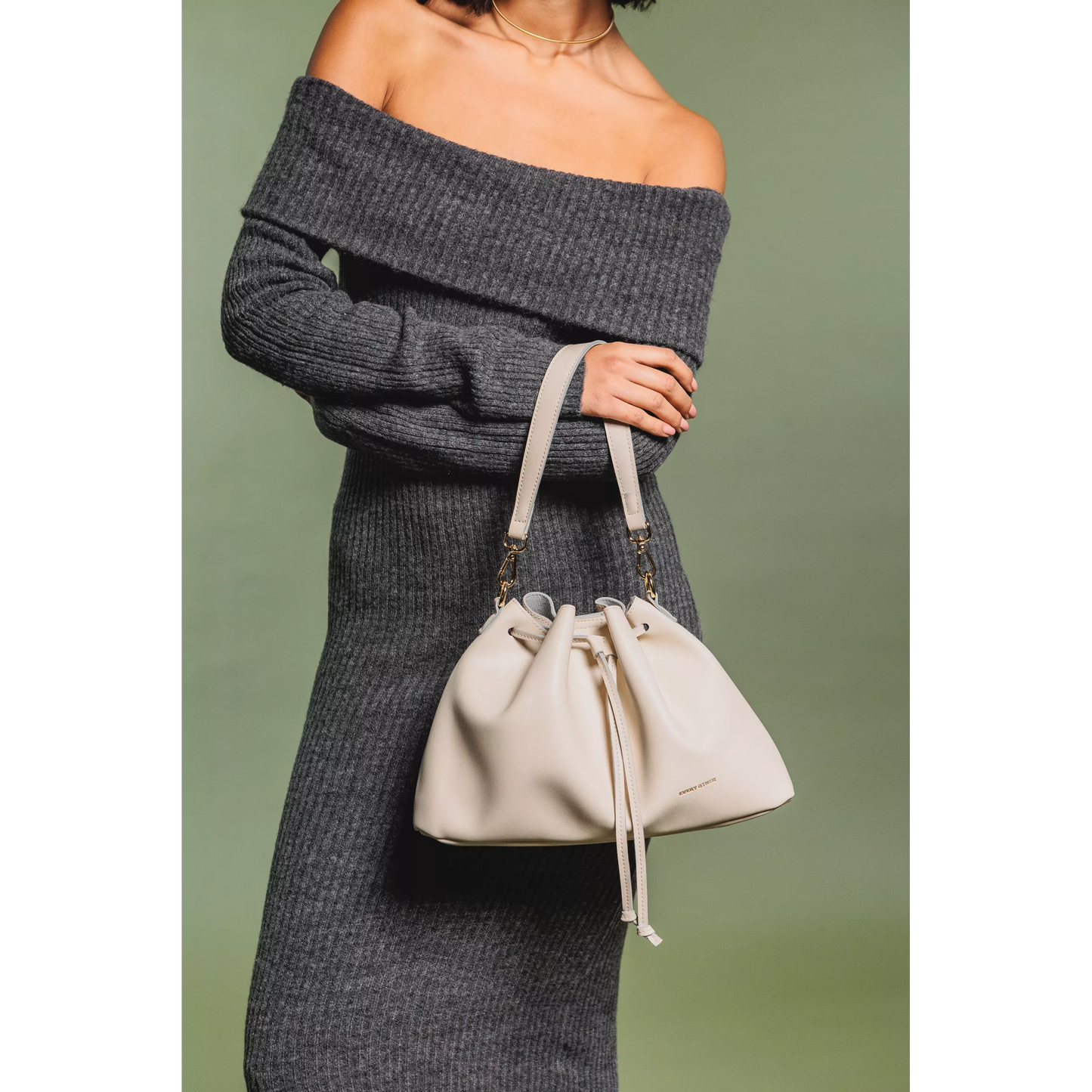 Drawstring Shoulder Cross Body - Off White