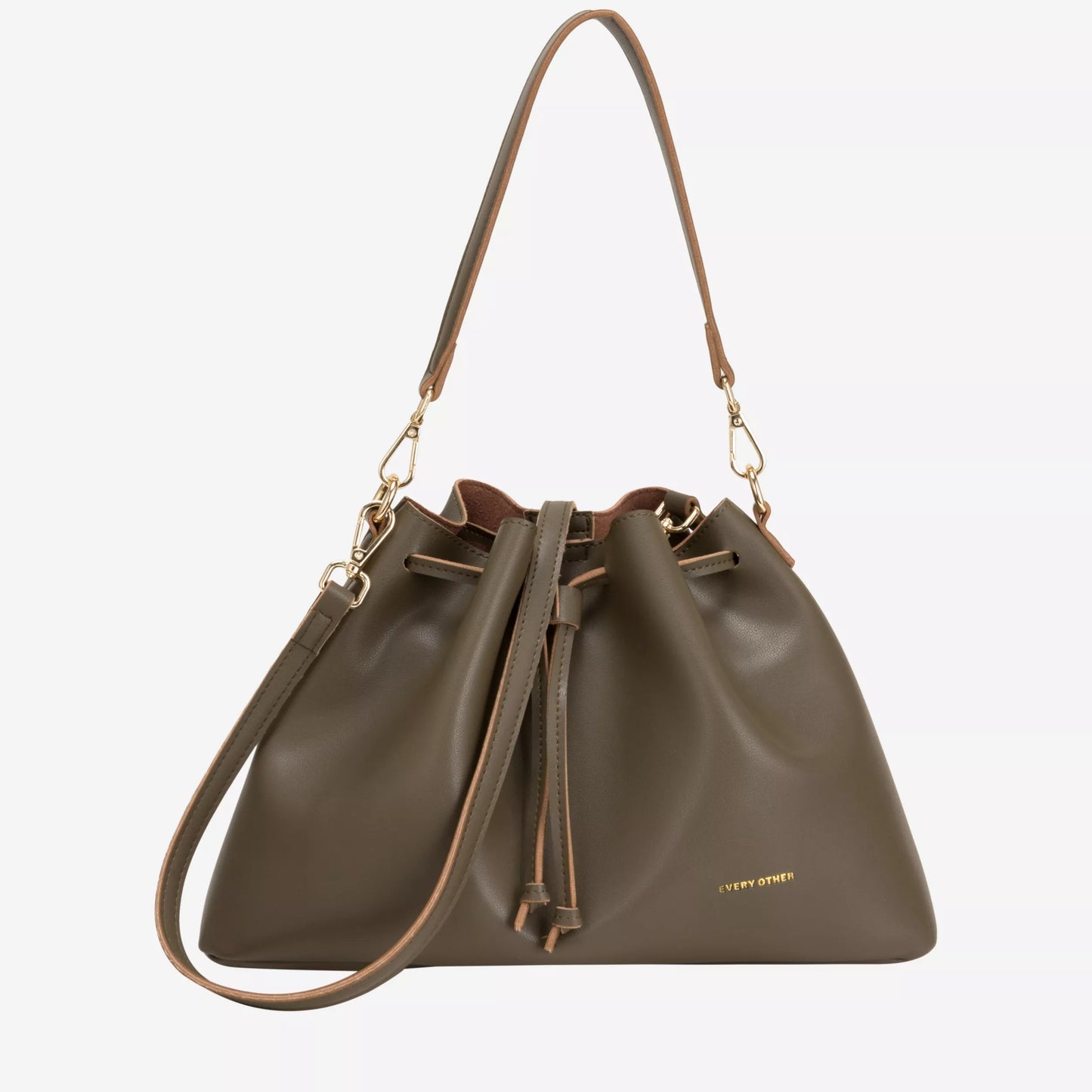 Drawstring Shoulder Cross Body - Dark Taupe