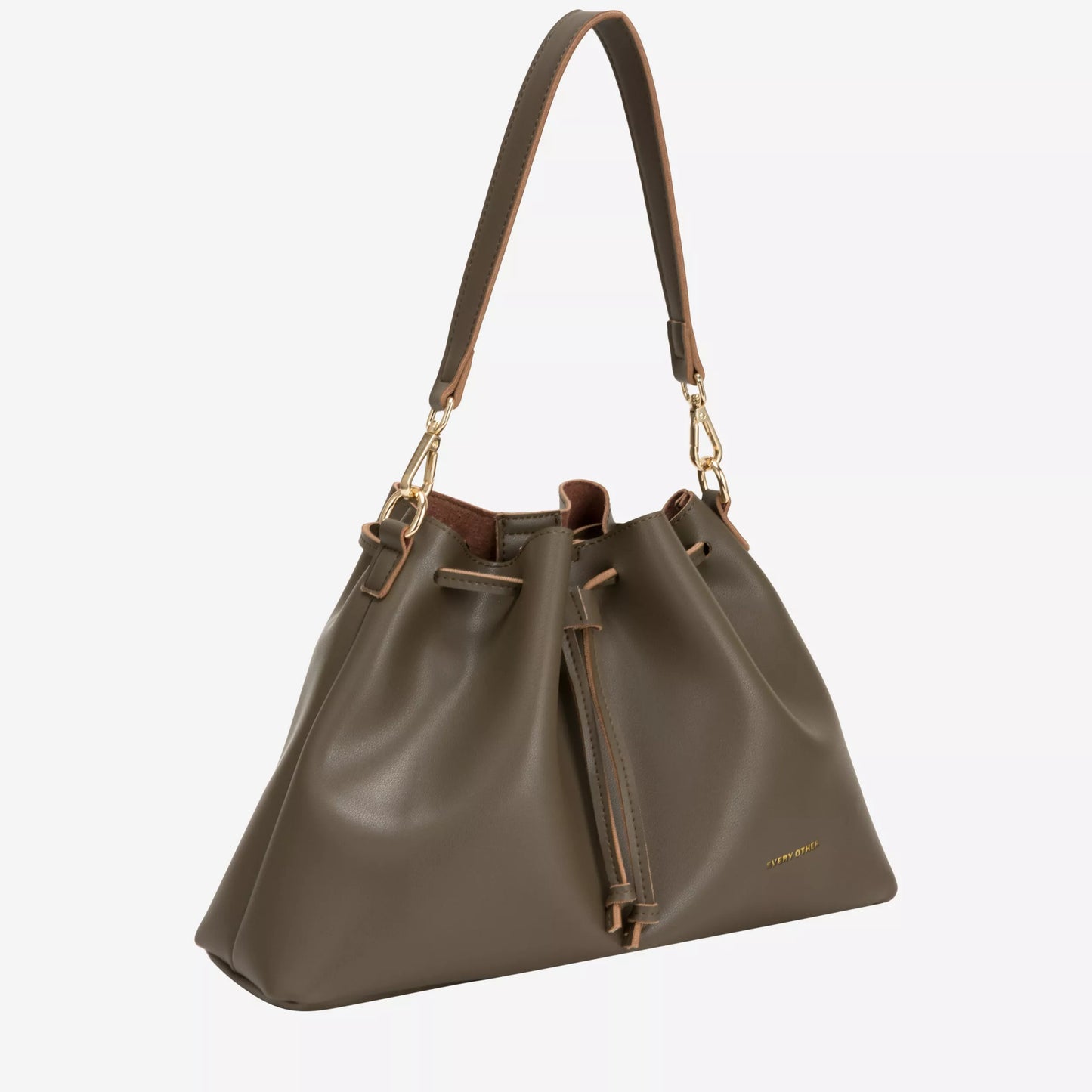Drawstring Shoulder Cross Body - Dark Taupe