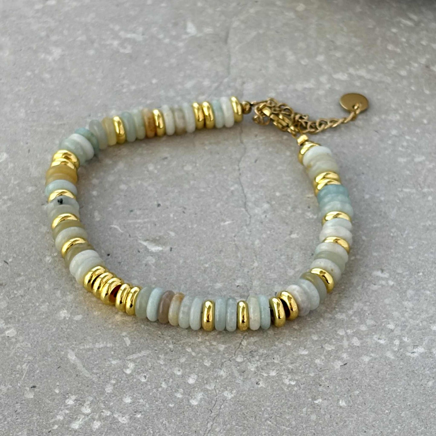 Tarnish Resistant Stone And Gold Beaded Bracelet
