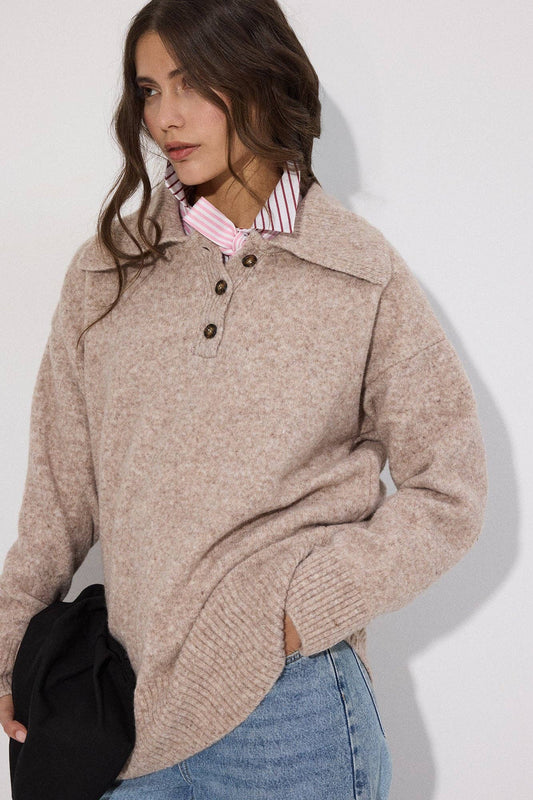 Polo Collar Knit Sweater