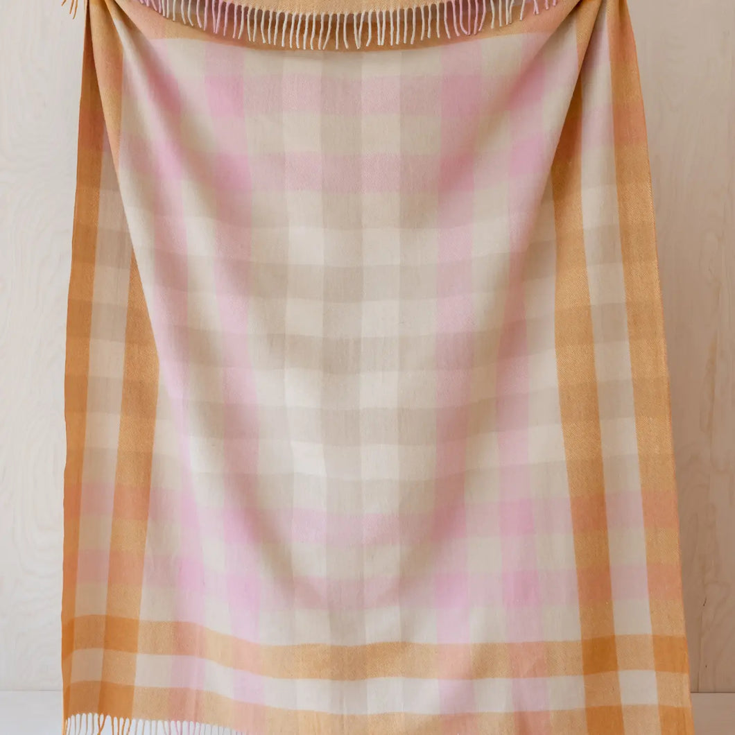Recycled Wool Blanket Orange Gradient Gingham