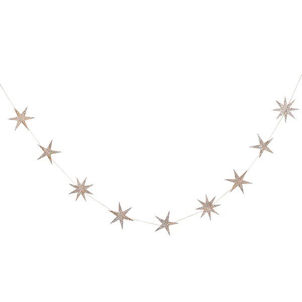Gold Star Wood Garland 2M