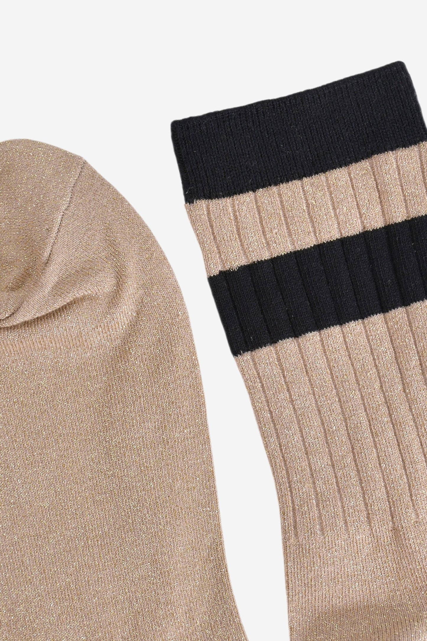 Women's Glitter Socks - Gold/Black, Stripe Cuff
