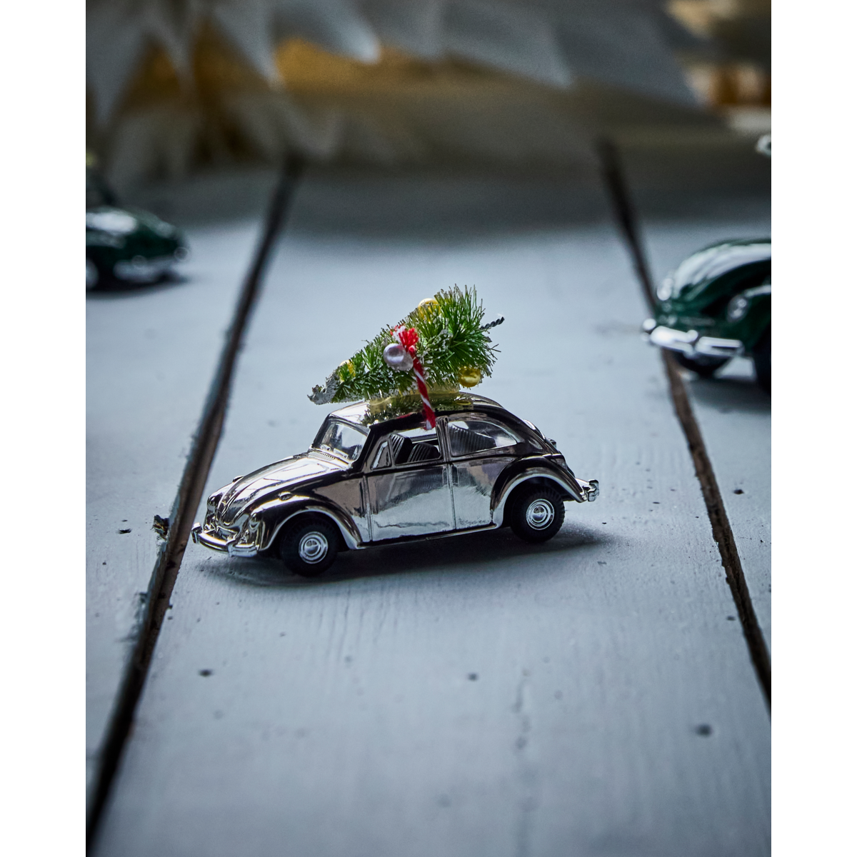 Decoration, Mini Xmas car, Silver