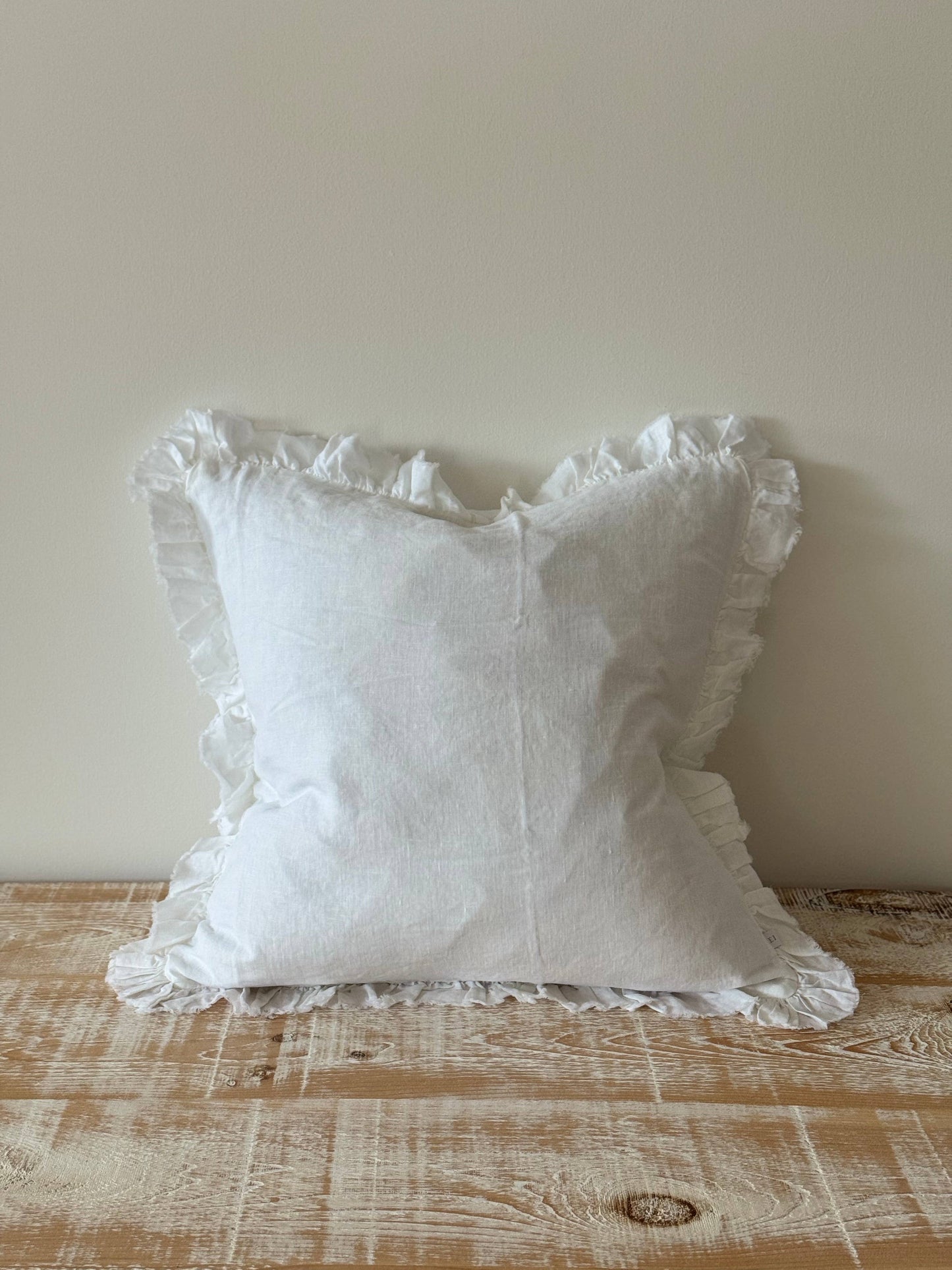 Extra Large White Ruffle Edge Cushion